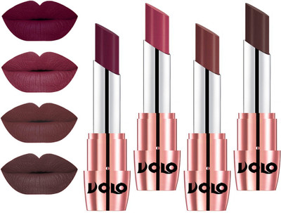 

Volo Perfect Creamy with Matte Lipsticks Combo, No more dry lips(Wine, Rose Pink, Coffee, Chocolate)