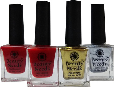 

beauty needs BNC-NP001,NP-002,NP-003,NP-004 Red, Blood Red, Golden, Silver(Pack of 4)