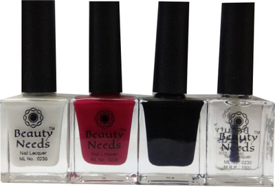 

beauty needs BNC-NP-020,NP-036,NP-037,NP-038 White, Purple Pink, Black, Transparent base Coat(Pack of 4)