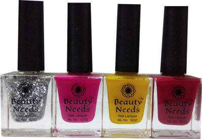 

beauty needs BNC-NP-033,NP-034,NP-035,NP-036 Silver Glitter, Baby Pink, Yellow, Red Purple tone(Pack of 4)