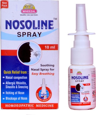 WHEEZAL NOSOLINE SPRAY-SOOTHING NASAL SPRAY FOR EASY BREATHING Manual Nasal Aspirator(Transparent)