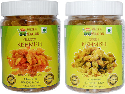 

Veg E Wagon Yellow Kishmish Bold Pre&Green Kishmish Bold Pre (250 Each) Raisins, Raisins(500 g, Plastic Bottle)