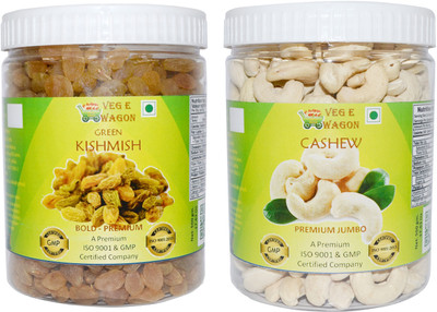 

Veg E Wagon Green KishMish Bold Pre&Cashew Premium Jumbo(500 Each)In Pet Jar Raisins, Cashews(1000 g, Plastic Bottle)