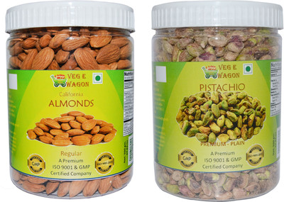 

Veg E Wagon Almonds Regular & Pista Premium Plain(500 Each) In Pet Jar Almonds, Pistachios(1000 g, Plastic Bottle)