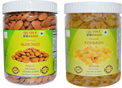 

Veg E Wagon Almonds Regular & Yellow Kishmish Regular(500 Each) In Pet Jar Almonds, Raisins(1000 g, Plastic Bottle)