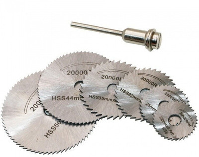 TOOLBUX 6pcs set Mini HSS Circular Saw Blades Rotating Tool For Dremel Rotary Metal Cutter Hand Tool Set of Diamond Cutting Discs chuck 6Blades Rotary Bit Set (6 Bits) 6 Blades Rotary Bit Set(1 Bits)
