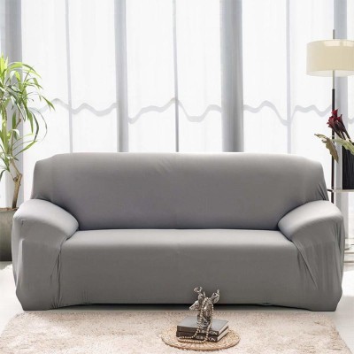 HOUSE OF QUIRK Polyester Plain Sofa Cover(Grey Pack of 1)