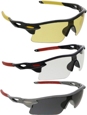 

Vast Combo Of Day & Night Vision Wrap Around Cricket Goggles(Black)