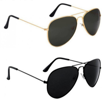 Shaah Collection Aviator Sunglasses(For Men & Women, Black)