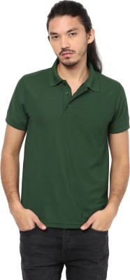 American Crew Solid Men Polo Neck Green T-Shirt