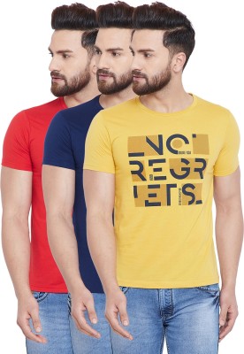 DUKE Printed Men Round Neck Red, Blue, Yellow T-Shirt