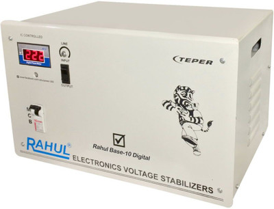 

Rahul Base-10 c10 Digital 10 KVA/40 Amp 140-280 Volt 3 Step Mainline Use Up to 10 KVA Load Automatic Copper Digital Voltage Stabilizer(Gray)