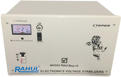 

Rahul Base-10 c10 KVA/40 Amp 140-280 Volt Copper 3 Step Mainline Use Up to 10 KVA Load Automatic Voltage Stabilizer(Gray)