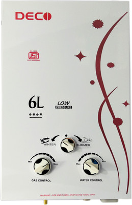 

Deco 6 L Gas Water Geyser(White, Brow, 6 L Pacific Gas), Brow;white