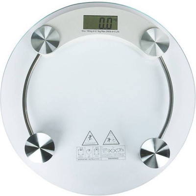 

Granny Smith Personal Health Bathroom 8MM Round Transparent Glass Step-on Activation Digital Weight Machiine Weighing Scale(White)