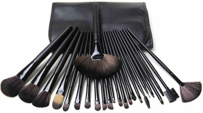 

Yoana Professional Series Makeup Brush Set With Leather Pouch - Jet Black(Pack of 24)