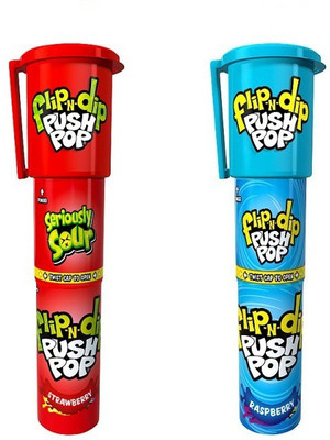 

Push Pops Flip And Dip Raspberry And Strawberry Hard Candy Combo Raspberry, Strawberry Candy(Pack of 2)