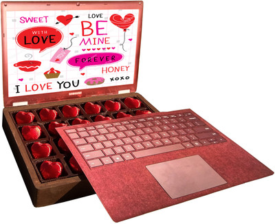 

Innovative Valentine ILU Chocolate with mix LOVE YOU message in Wooden Gift Box for Valentine Truffles(Pack of 24, 300 g)