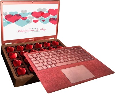 

Innovative Valentine ILU Chocolate with HAPPY VALENTINE DAY message in Wooden Gift Box for Sweetheart Truffles(Pack of 24, 300 g)