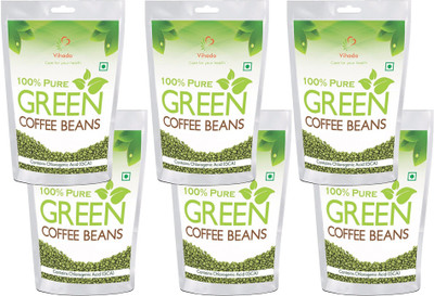 Vihado Best Quality Green Coffee Beans for Weight Loss, Arabica Grade "A" Coffee Beans, Decaffeinated & Unroasted (Pack of 6) Instant Coffee 400 g(Pack of 6)