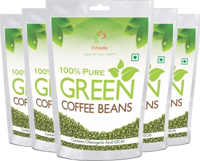 

Vihado Best Quality Green Coffee Beans Decaffeinated & Unroasted Coffee Beans For Weight Management (Pack of 5) Instant Coffee 400 g(Pack of 5)