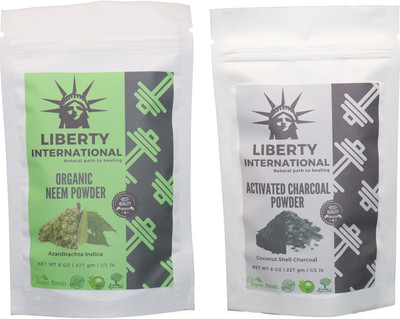 

LIBERTY INTERNATIONAL Neem & Charcoal Powder ( 227 Gm Each ) For Face , Hair & Skin Care Certified C18(Set of 2)