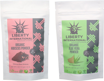 

LIBERTY INTERNATIONAL Hibiscus & Aloevera Powder ( 114 Gm Each ) For Face , Hair & Skin Care Certified C18(Set of 2)