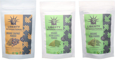 

LIBERTY INTERNATIONAL Soapnut & Heena & Neem Powder ( 114 Gm Each ) For Face , Hair & Skin Care Certified C18(Set of 3)