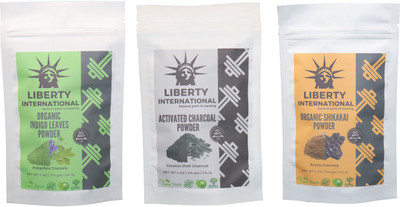 

LIBERTY INTERNATIONAL Indigo & Charcoal & Shikakai Powder ( 114 Gm Each ) For Face , Hair & Skin Care Certified C18(Set of 3)