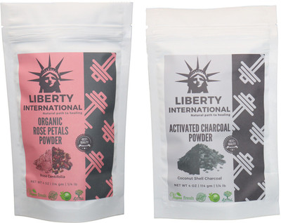 

LIBERTY INTERNATIONAL Rose & Charcoal Powder ( 114 Gm Each ) For Face , Hair & Skin Care Certified C9 228 g(Set of 2)