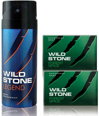 

Wild Stone Legend Deodorant and 2 Forest Spice 75gm Soap(Set of 3)