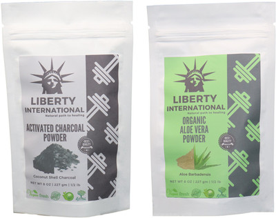 

LIBERTY INTERNATIONAL Charcoal & Aloevera Powder ( 227 Gm Each ) For Face , Hair & Skin Care Certified C16(456 ml)