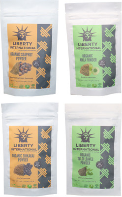 

LIBERTY INTERNATIONAL Soapnut & Amla & Shikakai & Tulsi Powder ( 114 Gm Each ) For Face , Hair & Skin Care Certified C18(Set of 4)