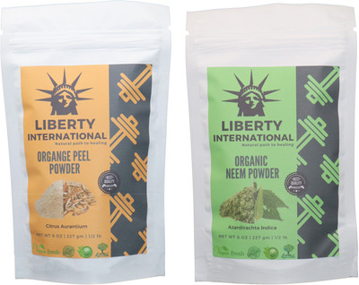 

LIBERTY INTERNATIONAL Orange & Neem Powder ( 227 Gm Each ) For Face , Hair & Skin Care Certified C18(Set of 2)