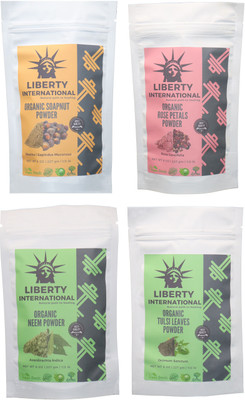 

LIBERTY INTERNATIONAL Soapnut & Rose & Neem & Tulsi Powder ( 227 Gm Each ) For Face , Hair & Skin Care Certified C18(Set of 4)