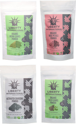 

LIBERTY INTERNATIONAL Heena & Rose & Charcoal & Tulsi Powder ( 114 Gm Each ) For Face , Hair & Skin Care Certified C9 456 g(Set of 4)