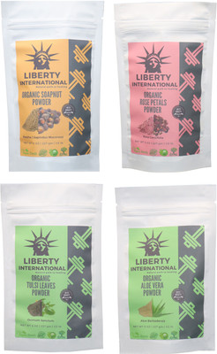 

LIBERTY INTERNATIONAL Soapnut & Rose & Tulsi & Aloevera Powder ( 227 Gm Each ) For Face , Hair & Skin Care Certified C18(Set of 4)