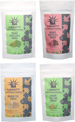 

LIBERTY INTERNATIONAL Heena & Rose & Orange & Aloevera Powder ( 114 Gm Each ) For Face , Hair & Skin Care Certified C18(Set of 4)