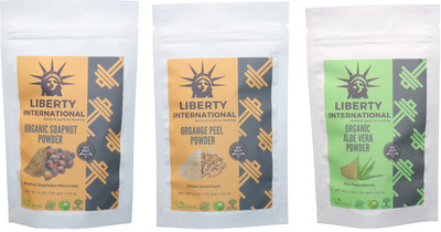 

LIBERTY INTERNATIONAL Soapnut & Orange & Aloevera Powder ( 114 Gm Each ) For Face , Hair & Skin Care Certified C18(Set of 3)