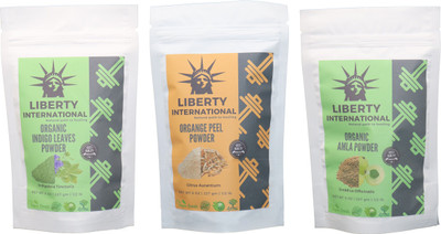 

LIBERTY INTERNATIONAL Indigo & Orange & Amla Powder ( 227 Gm Each ) For Face , Hair & Skin Care Certified C18(Set of 3)