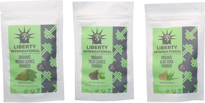 

LIBERTY INTERNATIONAL Heena & Tulsi & Aloevera Powder ( 227 Gm Each ) For Face , Hair & Skin Care Certified C18(Set of 3)