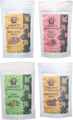 

LIBERTY INTERNATIONAL Soapnut & Rose & Neem & Shikakai Powder ( 227 Gm Each ) For Face , Hair & Skin Care(Set of 4)
