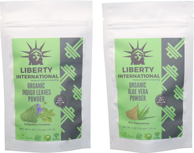 

LIBERTY INTERNATIONAL Indigo & Aloevera Powder ( 114 Gm Each ) For Face , Hair & Skin Care Certified C18(Set of 2)
