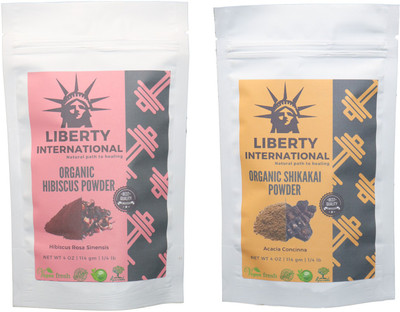 

LIBERTY INTERNATIONAL Hibiscus & Shikakai Powder ( 114 Gm Each ) For Face , Hair & Skin Care Certified C18(Set of 2)