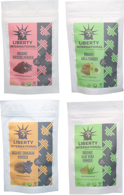 

LIBERTY INTERNATIONAL Hibiscus & Amla & Shikakai & Aloevera Powder ( 227 Gm Each ) For Face , Hair & Skin Care Certified C18(Set of 4)