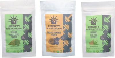 

LIBERTY INTERNATIONAL Heena & Shikakai & Aloevera Powder ( 227 Gm Each ) For Face , Hair & Skin Care Certified C18(Set of 3)