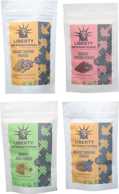 

LIBERTY INTERNATIONAL Soapnut & Hibiscus & Amla & Shikakai Powder ( 227 Gm Each ) For Face , Hair & Skin Care Certified C18(Set of 4)