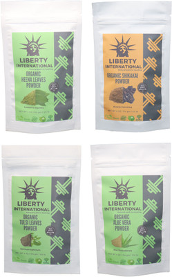 

LIBERTY INTERNATIONAL Heena & Shikakai & Tulsi & Aloevera Powder ( 114 Gm Each ) For Face , Hair & Skin Care Certified C18(Set of 4)