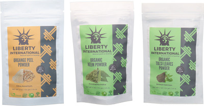 

LIBERTY INTERNATIONAL Orange & Neem & Tulsi Powder ( 114 Gm Each ) For Face , Hair & Skin Care Certified C18(Set of 3)