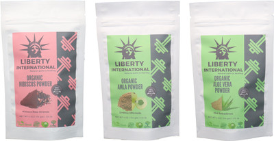 

LIBERTY INTERNATIONAL Hibiscus & Amla & Aloevera Powder ( 114 Gm Each ) For Face , Hair & Skin Care Certified C18(Set of 3)